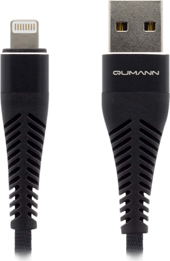 фото Кабель Qumann Lightning 2,1А, 21250, черный, 1 м