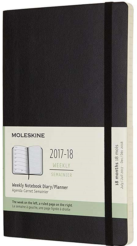 Еженедельник Moleskine ACADEMIC SOFT WKNT датированный, 208 листов, цвет: черный, 130х210 мм