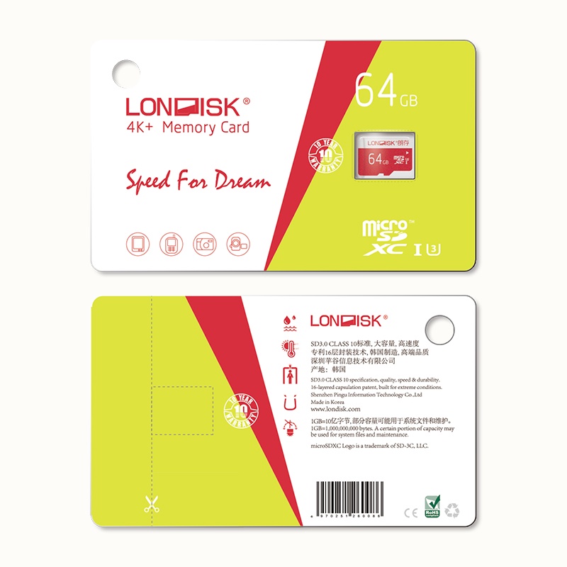 фото Карта памяти LONDISK EXTREME  64ГБ Class 10 U3  microSDHC UHS-I(без адаптер) ,1DGQ8K5ADB