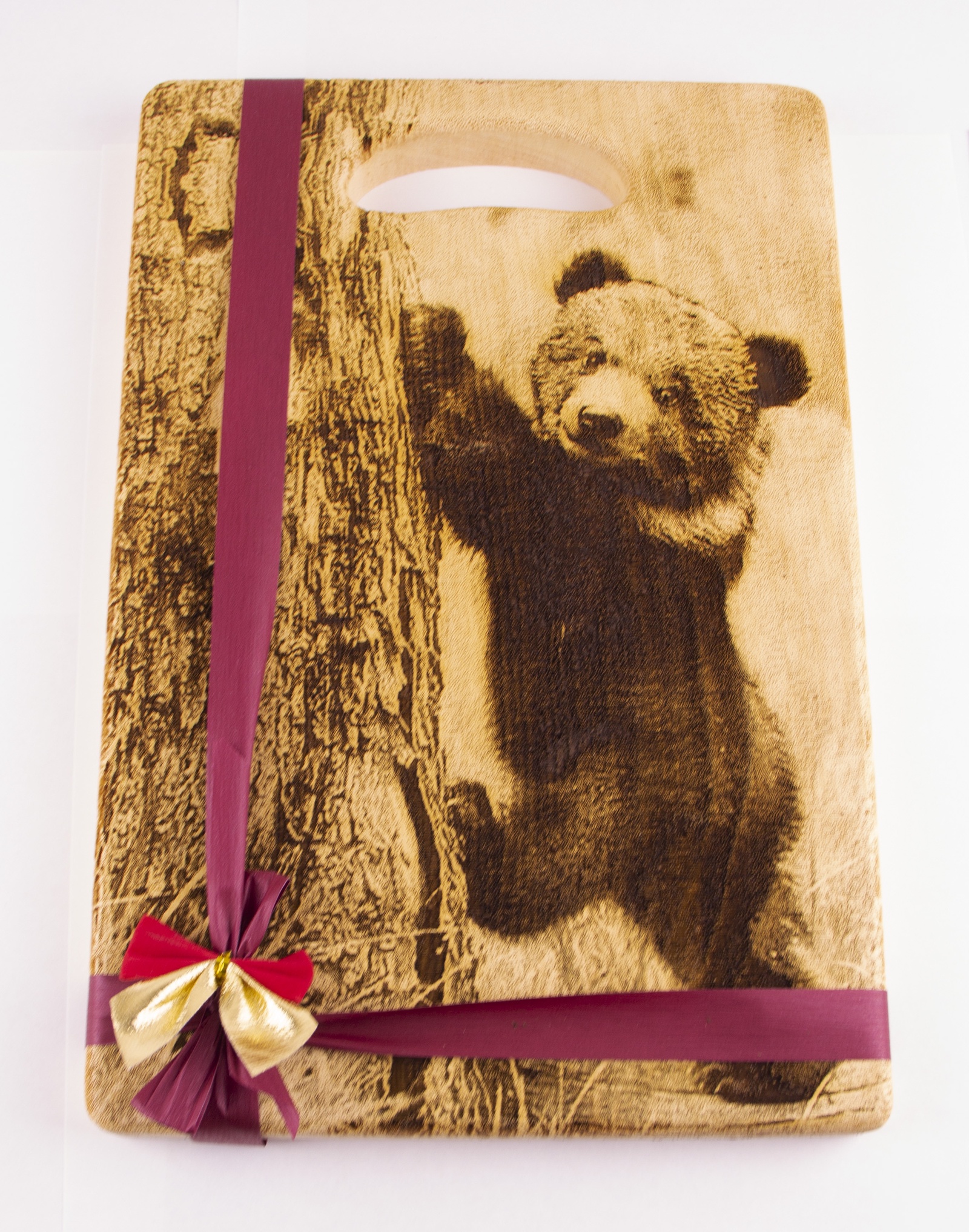 фото Разделочная доска KEDROK "Медвежонок", кедр, светло-коричневый, темно-коричневый
