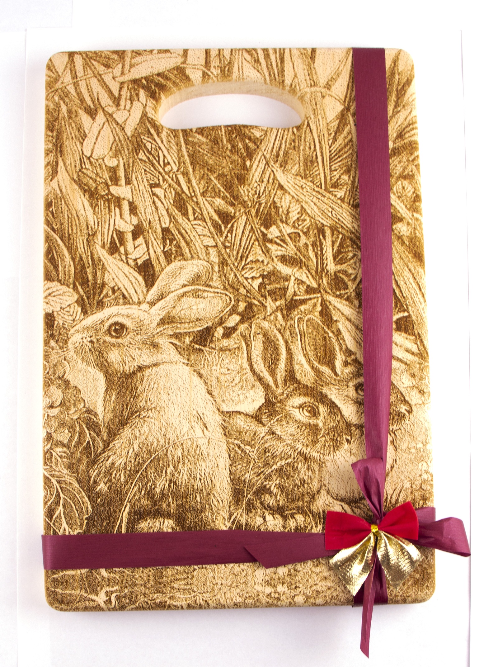 фото Разделочная доска KEDROK "Зайцы", кедр, светло-коричневый, темно-коричневый