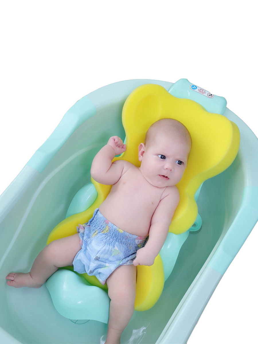 фото Матрасик для купания Baby Fox для купания новорожденных, поролоновый коврик в ванную для мытья грудничков (желт)
