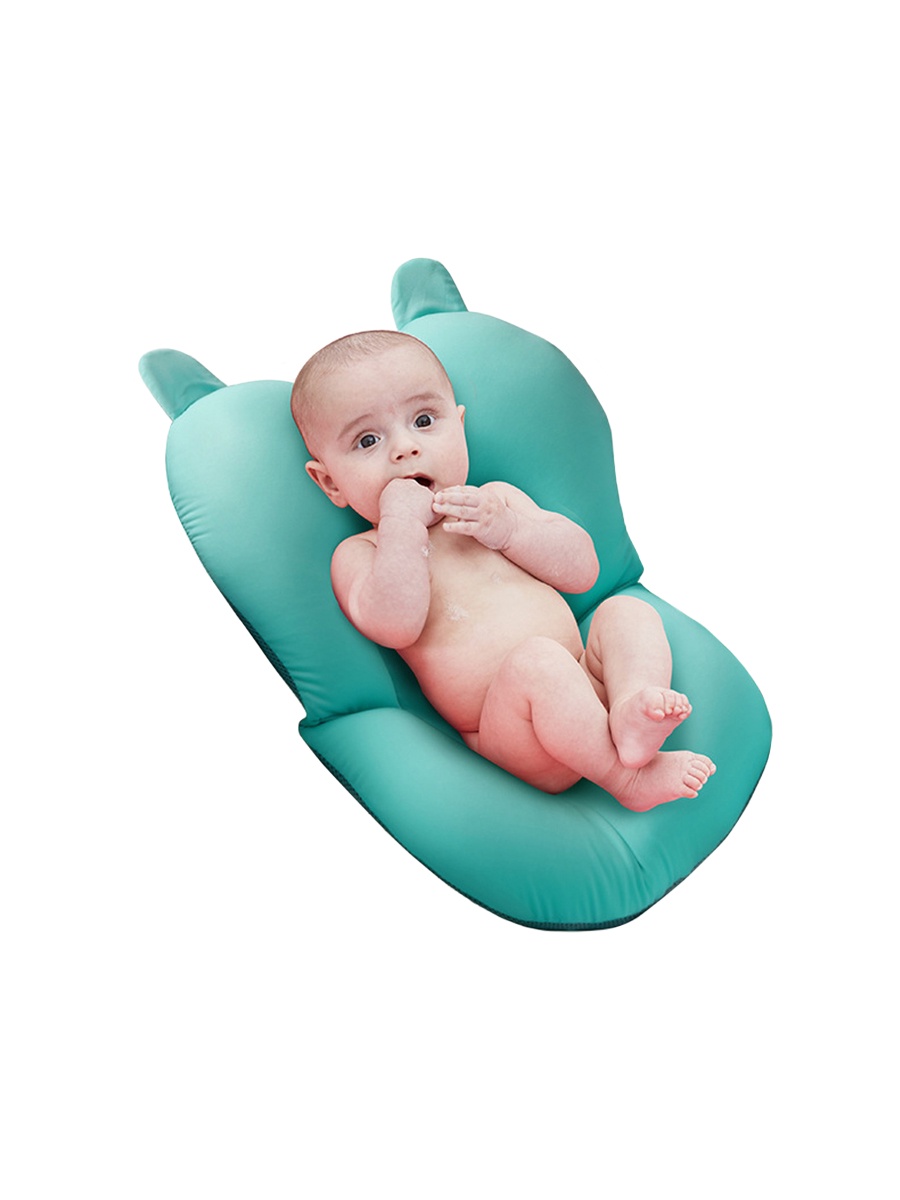 фото Матрасик для купания Baby Fox для купания в детскую ванночку с ручками, коврик в ванную для новорожденных (синий)