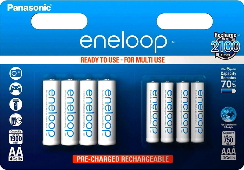 фото Аккумулятор Panasonic Eneloop, BK-KJMCCE44E, тип АА, 1900 mAh, 4 шт + тип ААА, 750 mAh, 4 шт