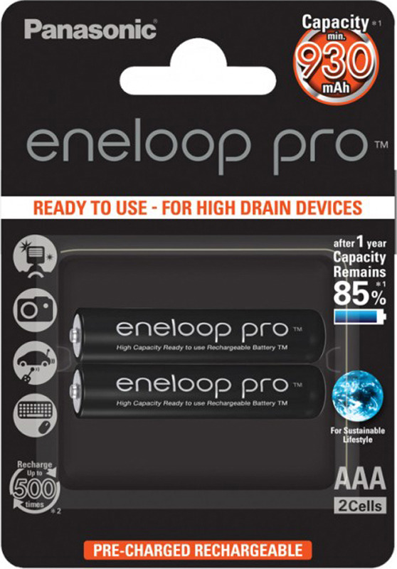 фото Аккумулятор Panasonic Eneloop Pro, BK-4HCDE/2BE, тип ААА, 900 mAh, 2 шт