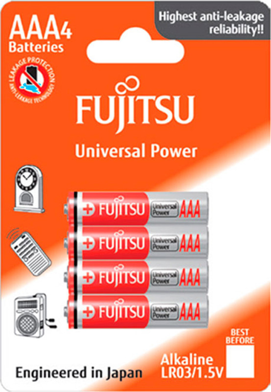 фото Батарейка щелочная Fujitsu High Power, LR03(4B)FH-W-FI, тип ААА, 4 шт