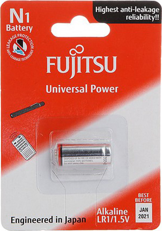 фото Батарейка щелочная Fujitsu Universal Power, LR1(1B)FU-W-FI, тип LR1, 2 шт