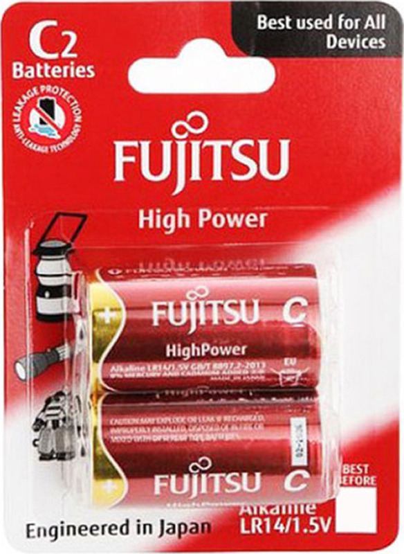 фото Батарейка щелочная Fujitsu High Power, LR14(2B)FH-W-W, тип LR14, 2 шт