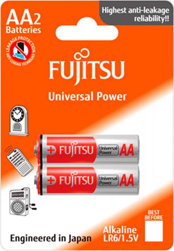 фото Батарейка щелочная Fujitsu Universal Power, 86240, тип АА, 2 шт