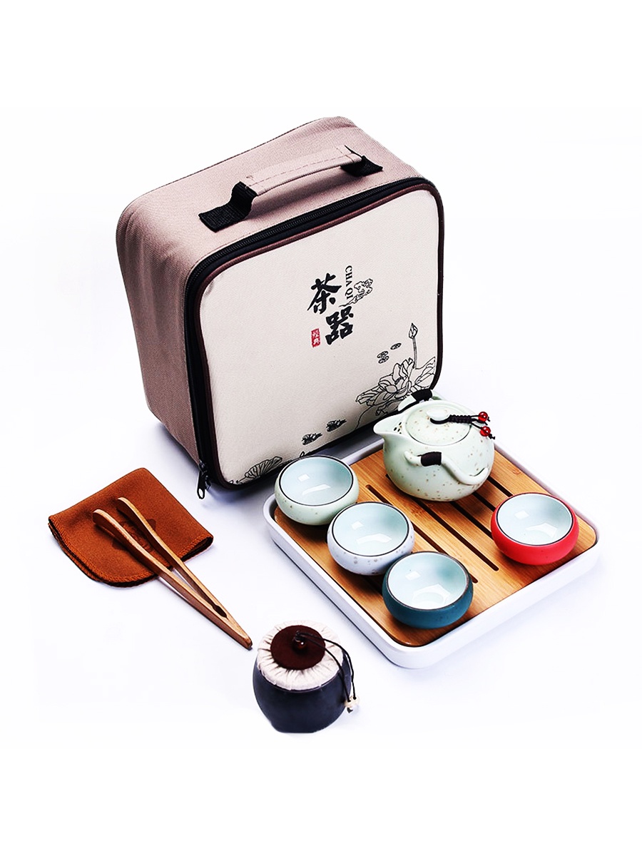 фото Набор чайный Blonder Home для чайной церемонии, дорожный керамический набор для заваривания чая, 10 предметов