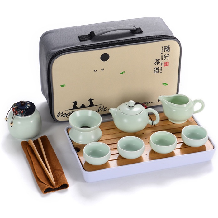 фото Набор чайный Blonder Home для чайной церемонии, дорожный керамический набор для заваривания чая, 12 предметов