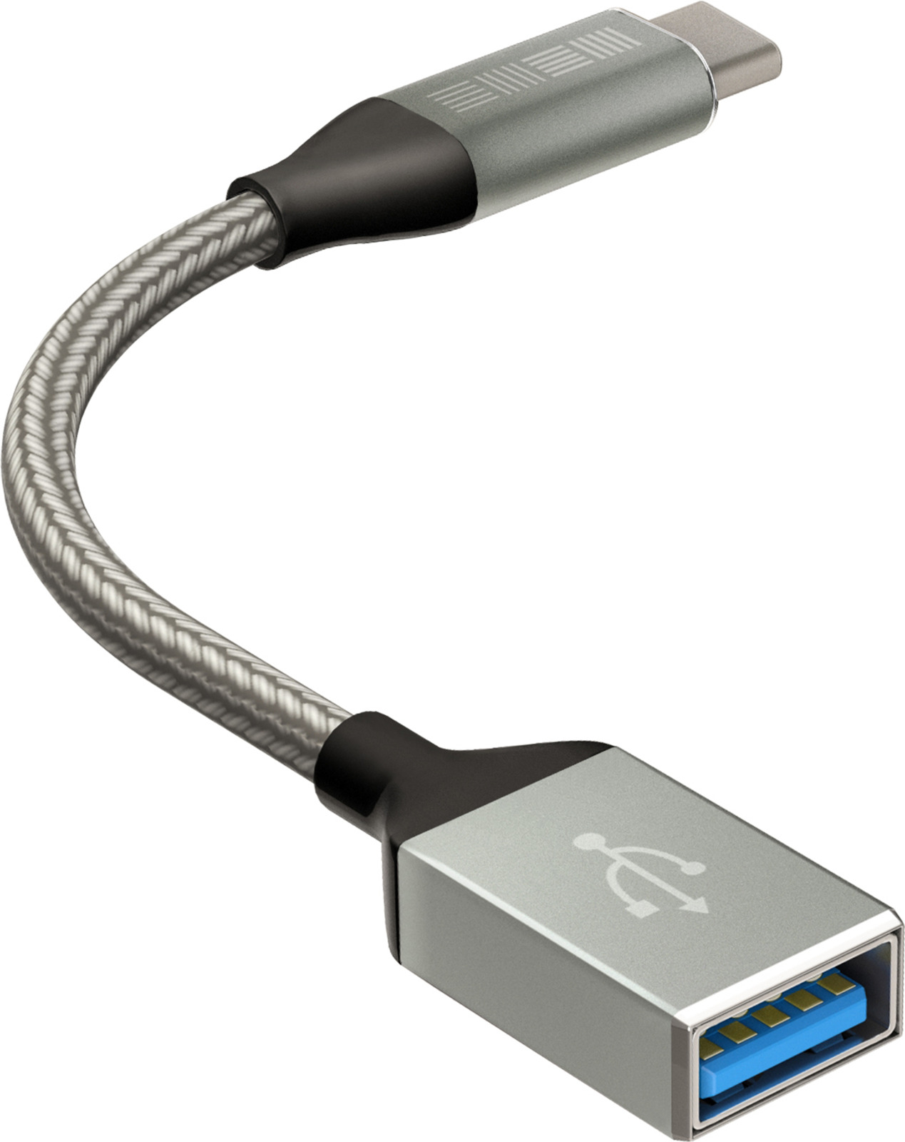 Кабель Interstep OTG TYPE-C выход - USB A вход, 63128, серебристый, 0,15 м