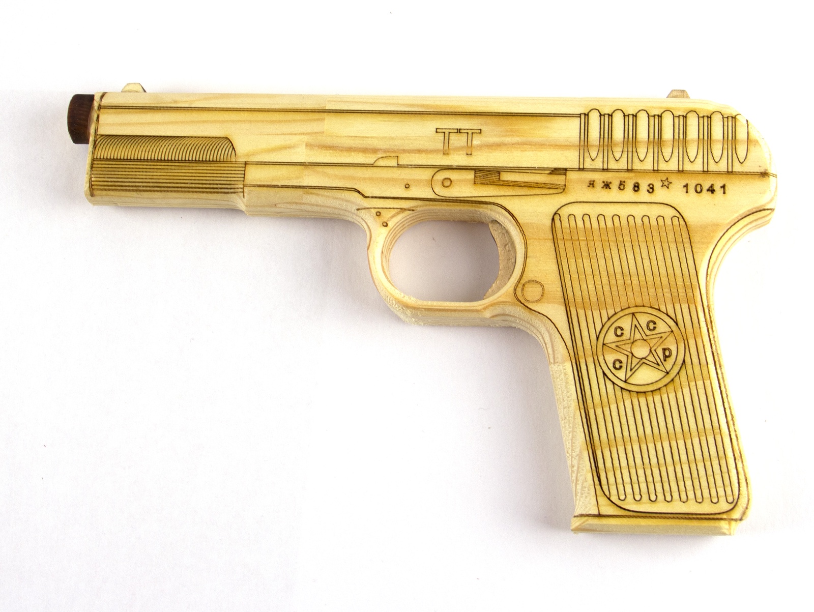 фото Пистолет игрушечный KEDROK Деревянный пистолет "ТТ" светло-коричневый