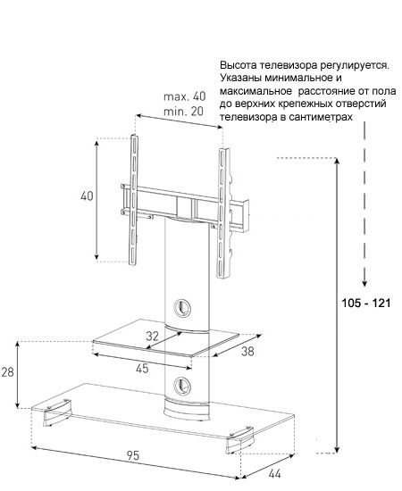 фото Стойка под ТВ Sonorous PL 2200 C-SLV