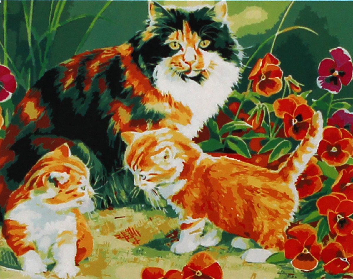Кошка с котятами детский сад. Сьюзен Бордет картины котов. Американская художница Сьюзен борде. Трехцветная кошечка в живописи. Трехцветная кошка в живописи.
