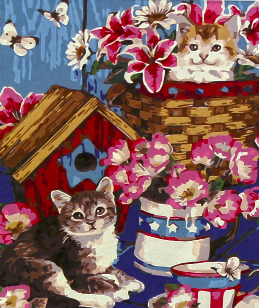 фото Набор для живописи Рыжий кот "Котята, чайный сервиз и цветы", 50 х 40 см
