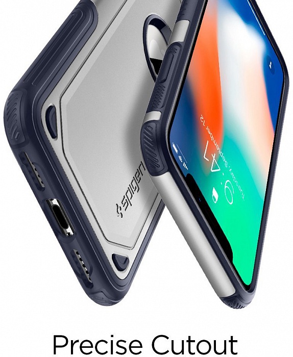 фото Чехол для сотового телефона SGP Hybrid Armor (057CS22352) для Apple iPhone X, серебристый