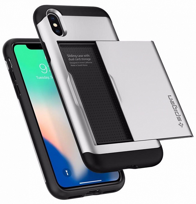 фото Чехол для сотового телефона SGP Slim Armor CS (057CS22158) для Apple iPhone X, серебристый