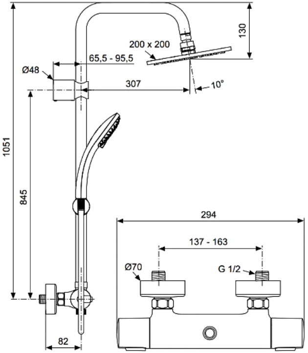 фото Душевой комплект Ideal Standard Душевая система