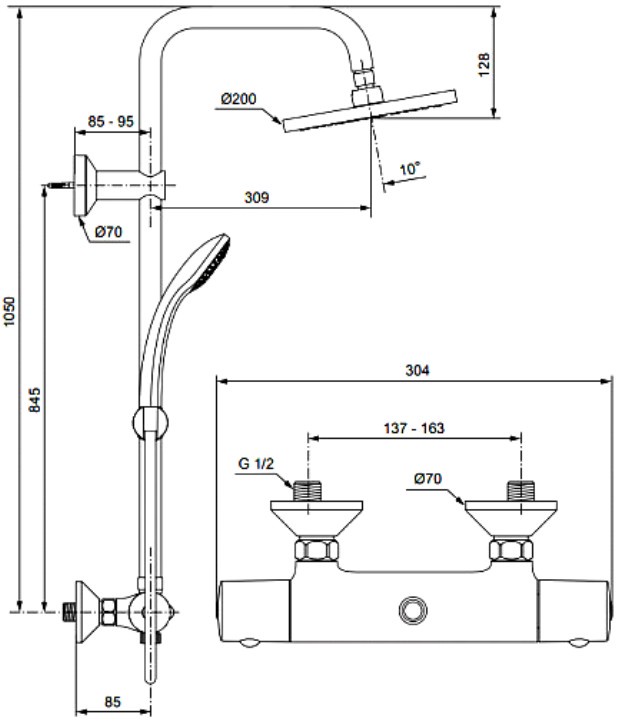 фото Душевой комплект Ideal Standard Душевая система