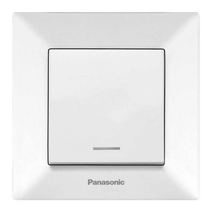 Выключатель Panasonic Выключатель 1 клавишный с подсветкой белый Arkedia, белый