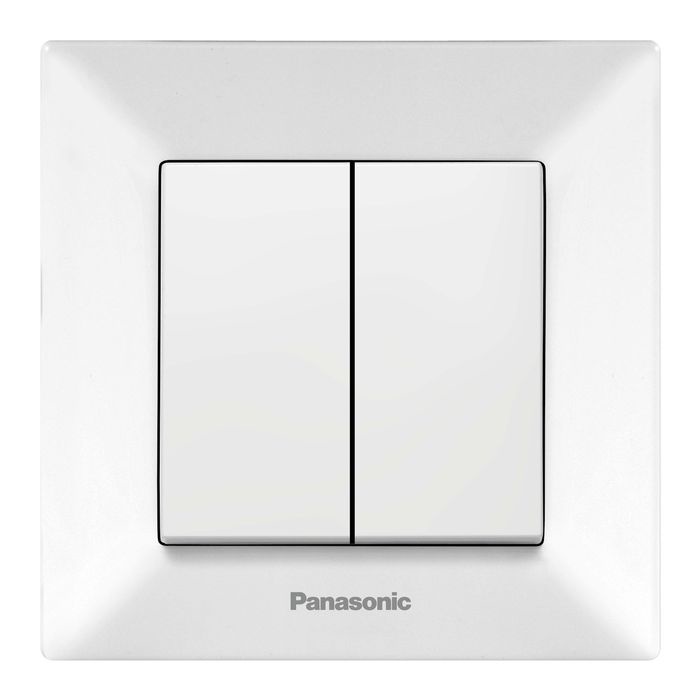 Выключатель Panasonic Выключатель 2 клавишный белый Arkedia, белый