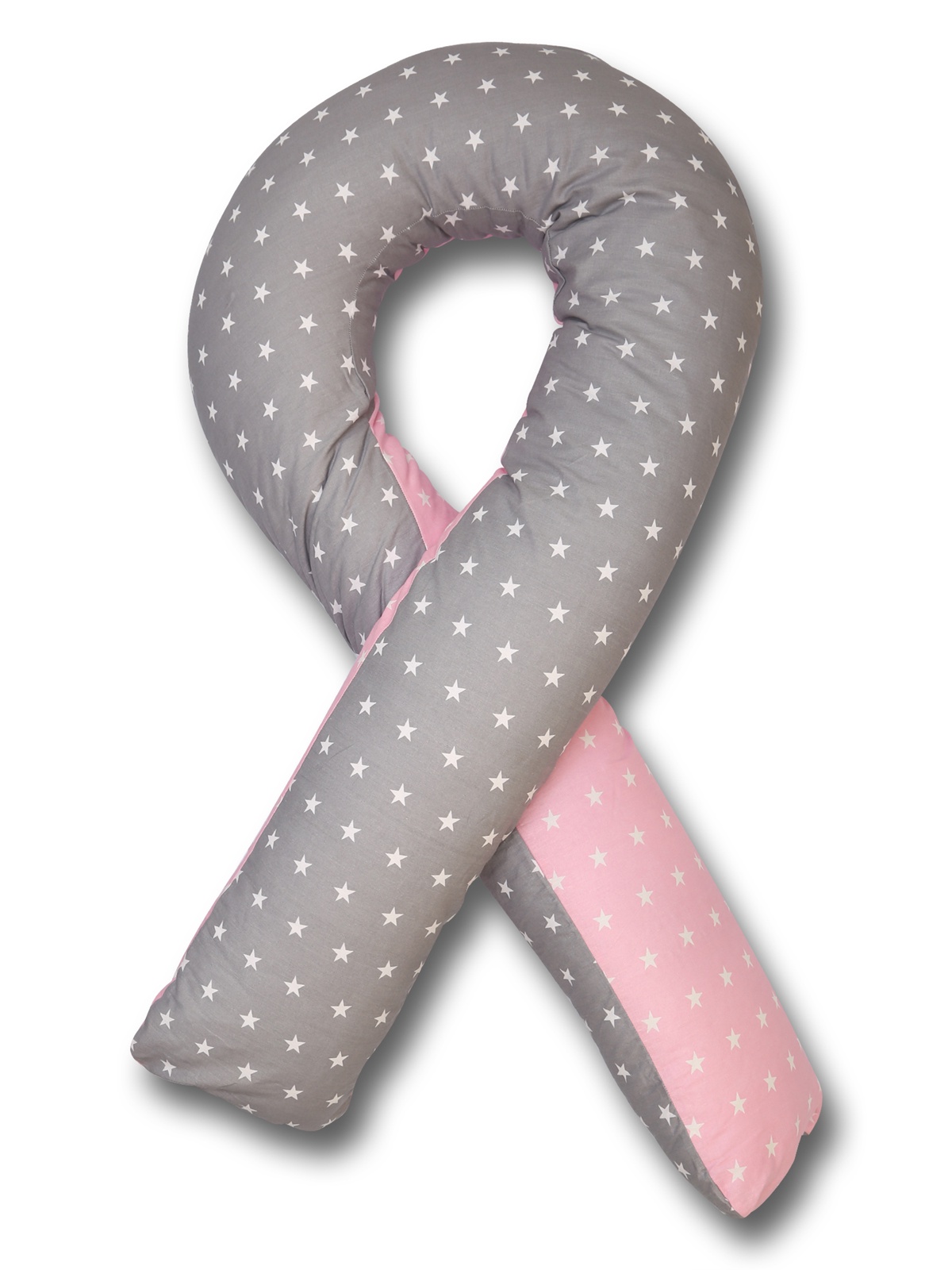 Подушка для кормящих и беременных BODY PILLOW форма U звезды комби, розовый, серый