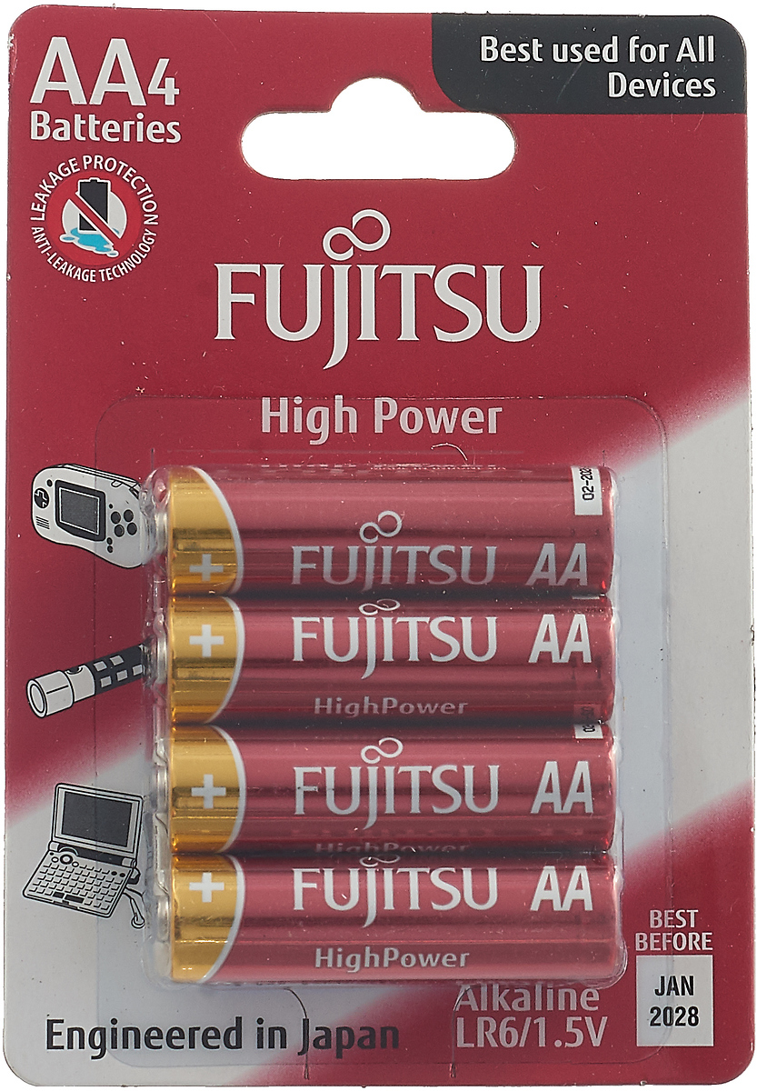 фото Батарейка щелочная Fujitsu High Power, 84450, тип АА, 4 шт