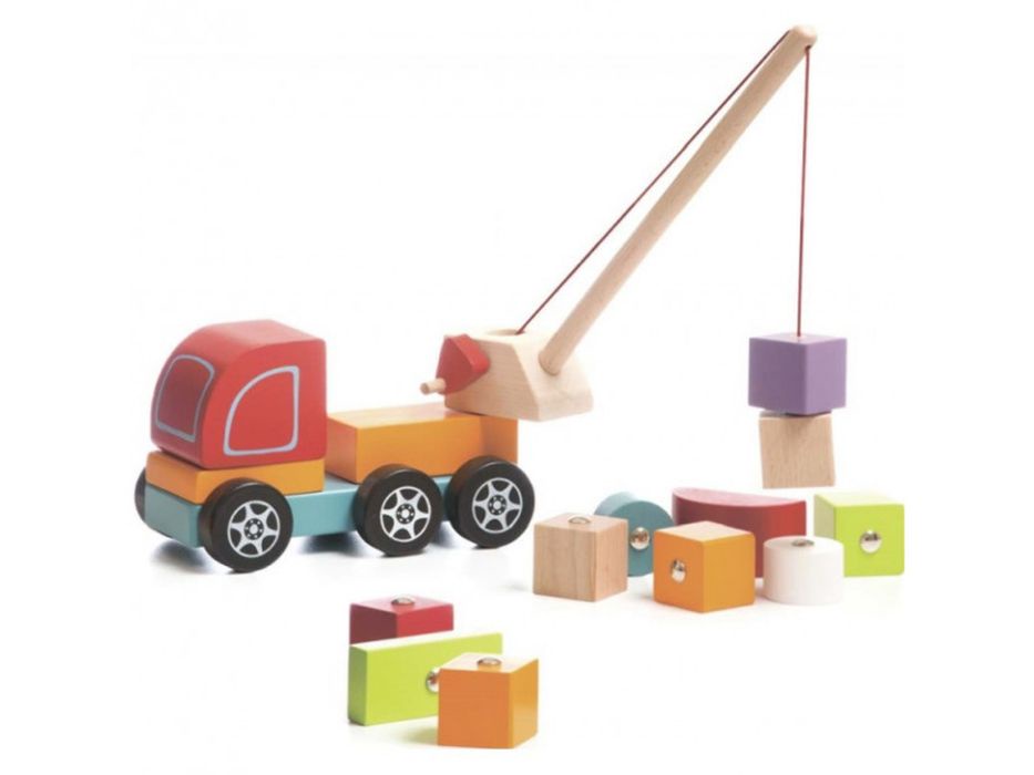 Машинка-игрушка Cubika Подъемный кран деревянный