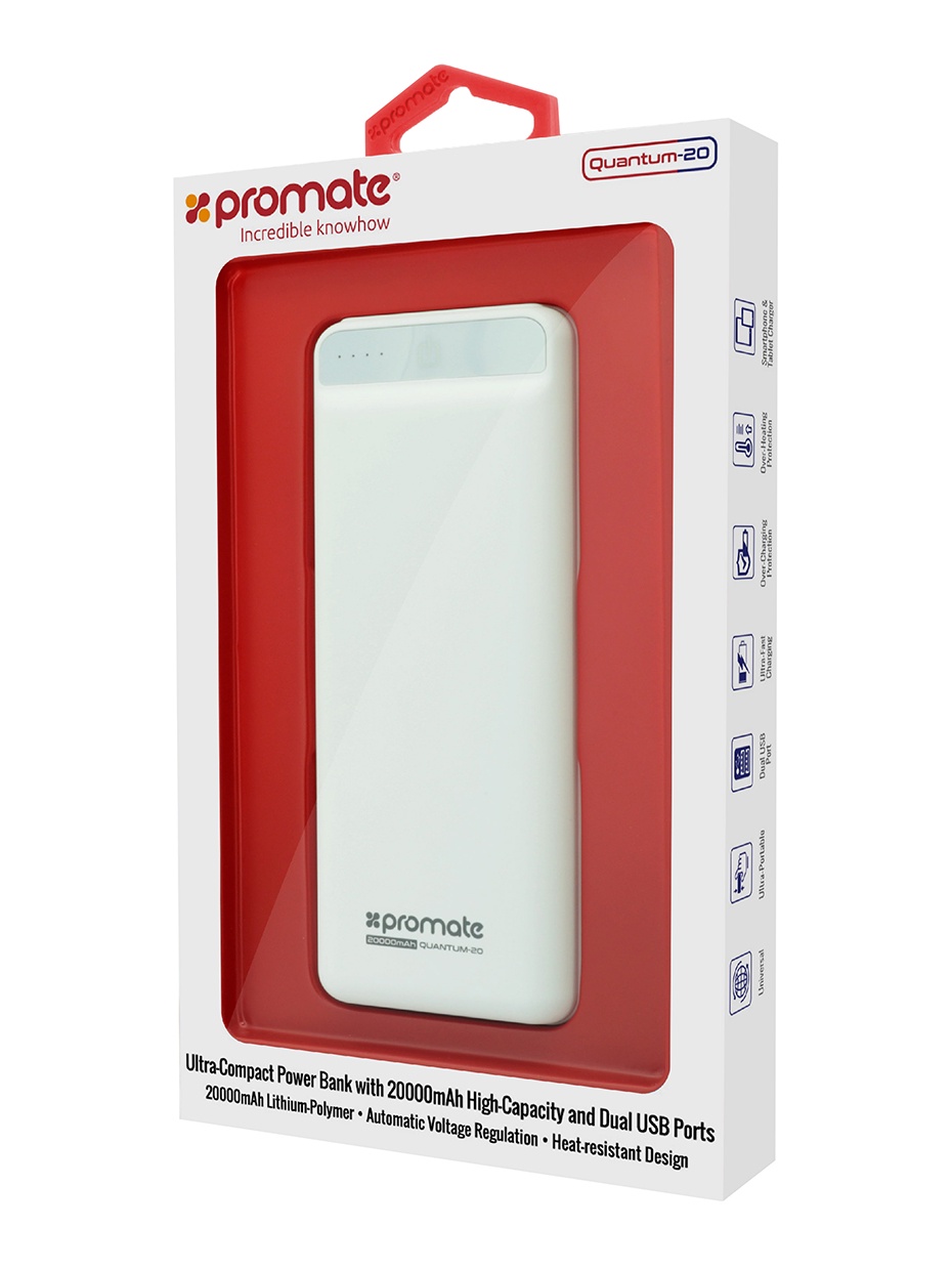 фото Внешний аккумулятор Promate Quantum-20 20000mAh, white