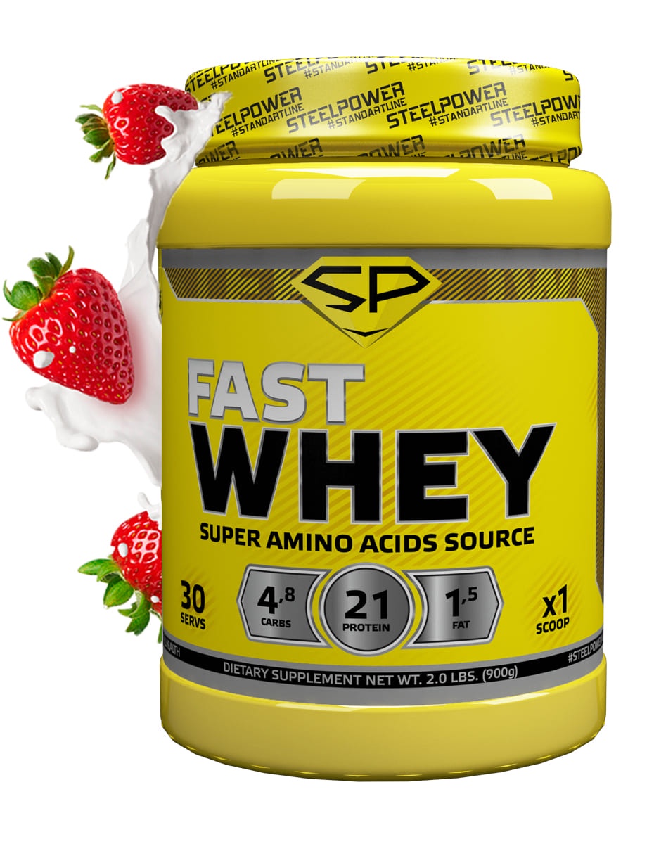 фото SteelPower Nutrition / Сывороточный протеин Fast Whey, 900 г, Клубника со сливками