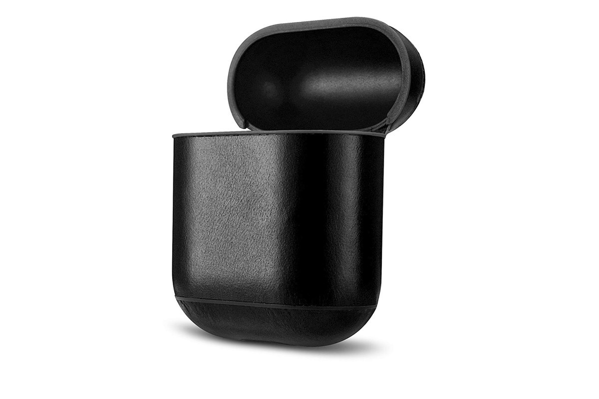 фото Чехол для наушников Gurdini Premium кожаный для Apple Airpods, черный