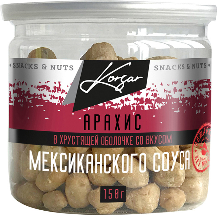 фото Арахис Korsar в хрустящей оболочке, со вкусом "Мексиканский соус", 150 г