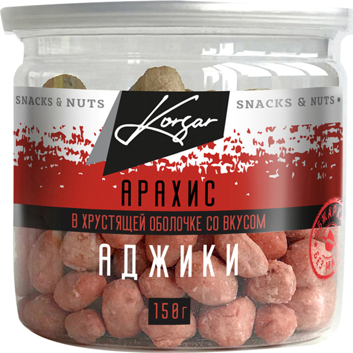 фото Арахис Korsar в хрустящей оболочке, со вкусом "Аджика", 150 г