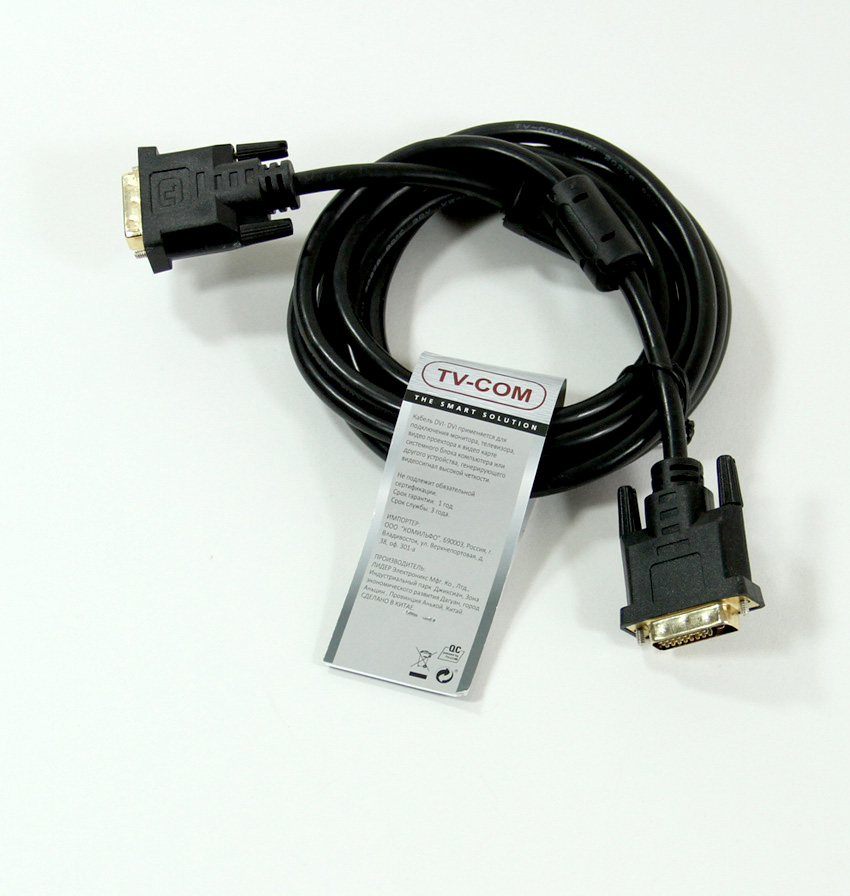 фото Кабель TVCOM DVI-D 25M - DVI-D 25M Dual link, черный