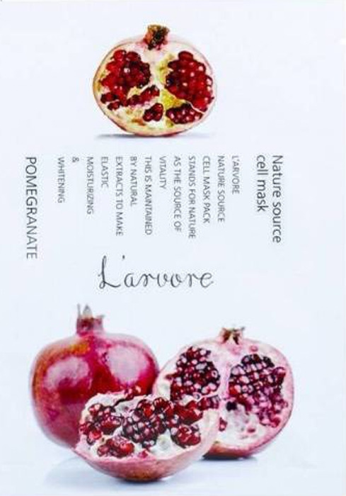 фото Тканевая маска для лица L'Arvore Nature Source Cell Mask Pomegranate, с экстрактом граната, 25 г