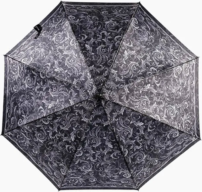 Зонт-трость женский Fabretti, полуавтомат, цвет: черный. 1730