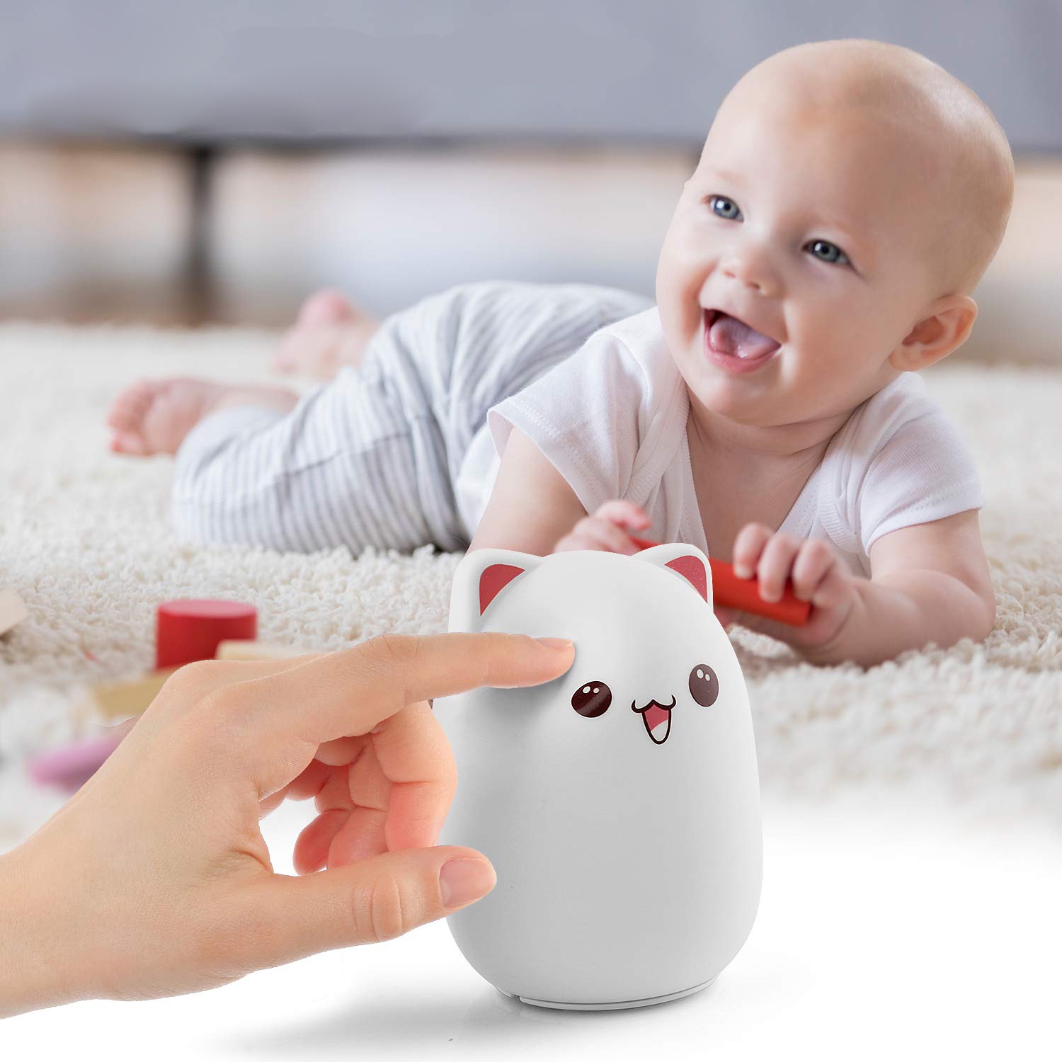 фото Ночник Vibrosa Ночник-игрушка детский, силиконовый, пульт в комплекте, 6 режимов, белый