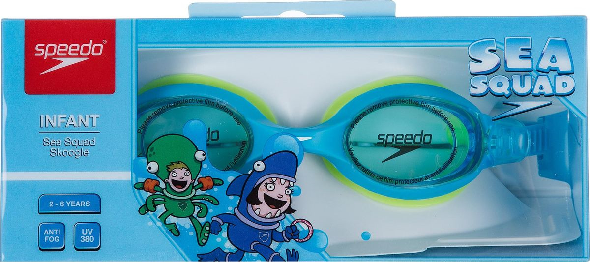 фото Очки для плавания Speedo Sea Squad Skoogle, голубой, зеленый, 8-073598029A