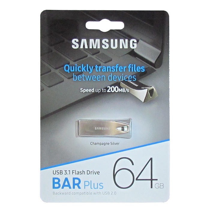 фото USB Флеш-накопитель Samsung BAR Plus USB 3.1 64GB, серебристый