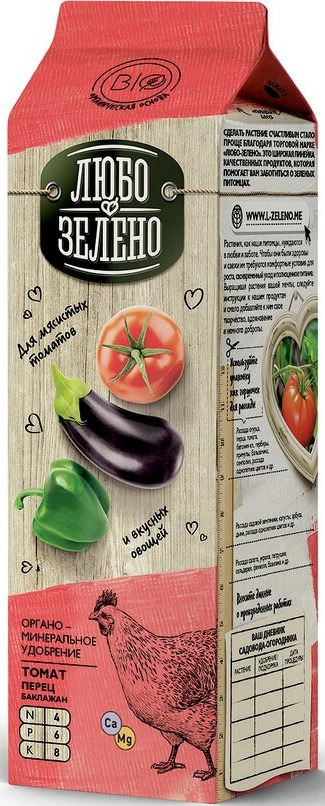 фото Удобрение органо-минеральное Любо-Зелено, для томатов, перцов и баклажанов, 1 л