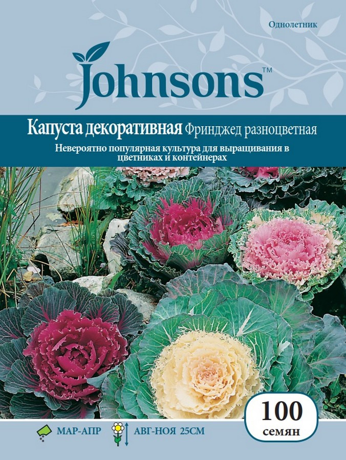 фото Семена Johnsons Капуста декоративная Фринджед разноцветная, 23702, 100 семян Johnsons, англия