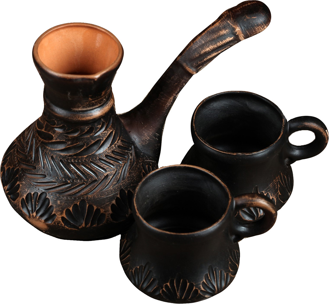 фото Набор кофейный Керамика ручной работы, 3865879, коричневый, 3 предмета