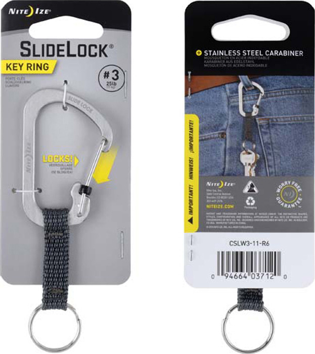 фото Карабин NiteIze SlideLock Key Ring, с блокировкой, CSLW3-11-R6, размер 3, стальной