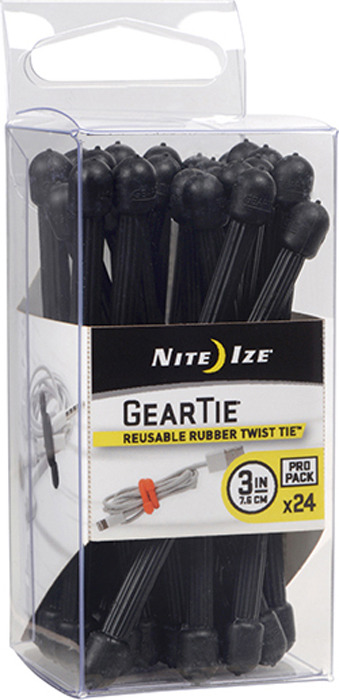 фото Гибкие стяжки NiteIze Gear Tie ProPack 3", GTPP3-01-R8, черный, 24 шт