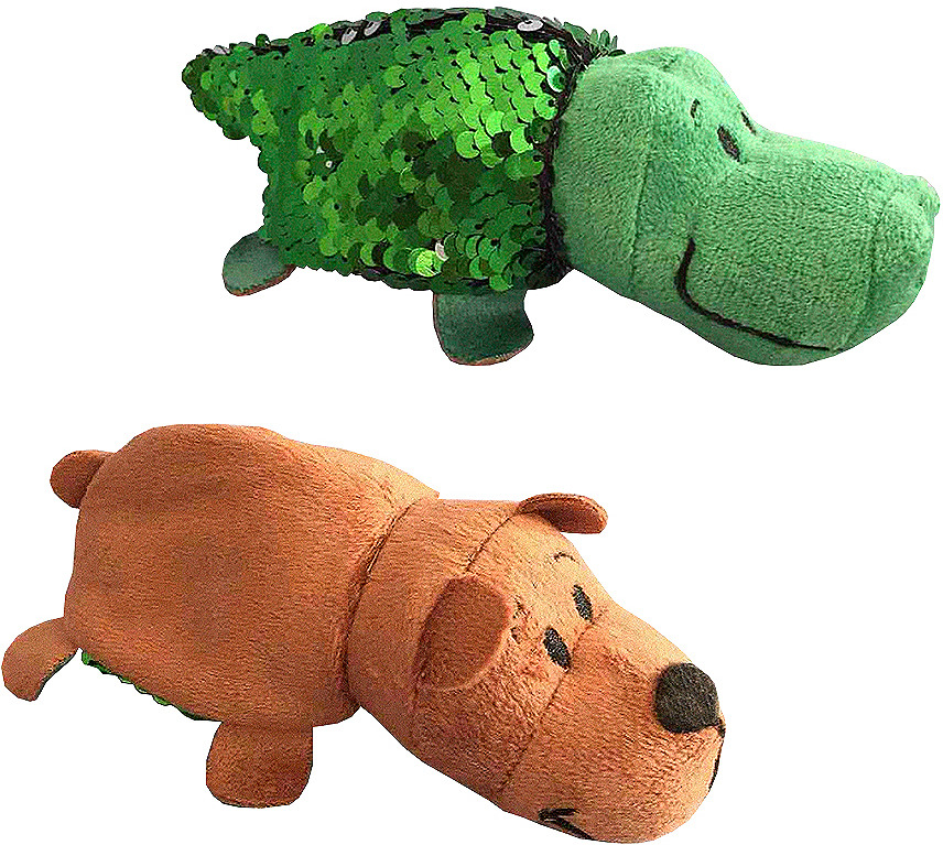 фото Мягкая игрушка 1TOY Вывернушка Блеск Крокодил-Медведь, длина 12 см