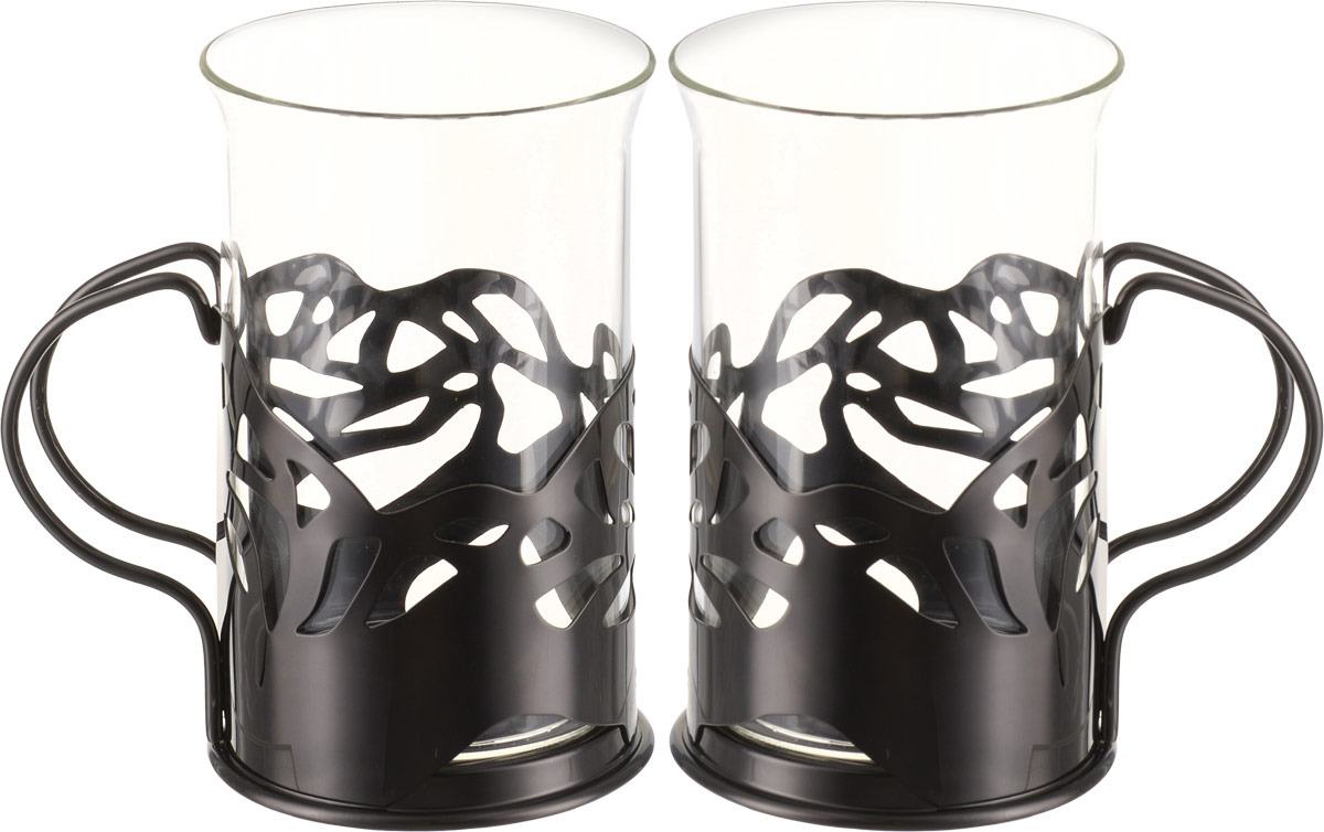 фото Набор стаканов в подстаканнике Apollo Genio Cite, CTO-250, черный, 250 мл, 2 шт Apollo home & decor