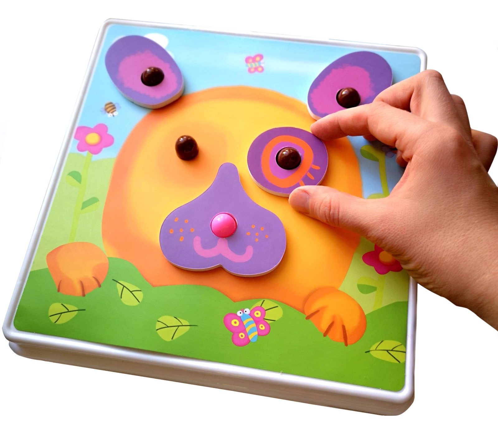 фото Пазл для малышей Beezee toys Игра-пазл Животные "Собери зверят: уши, глазки и носы", креативная портретная мозаика для малышей