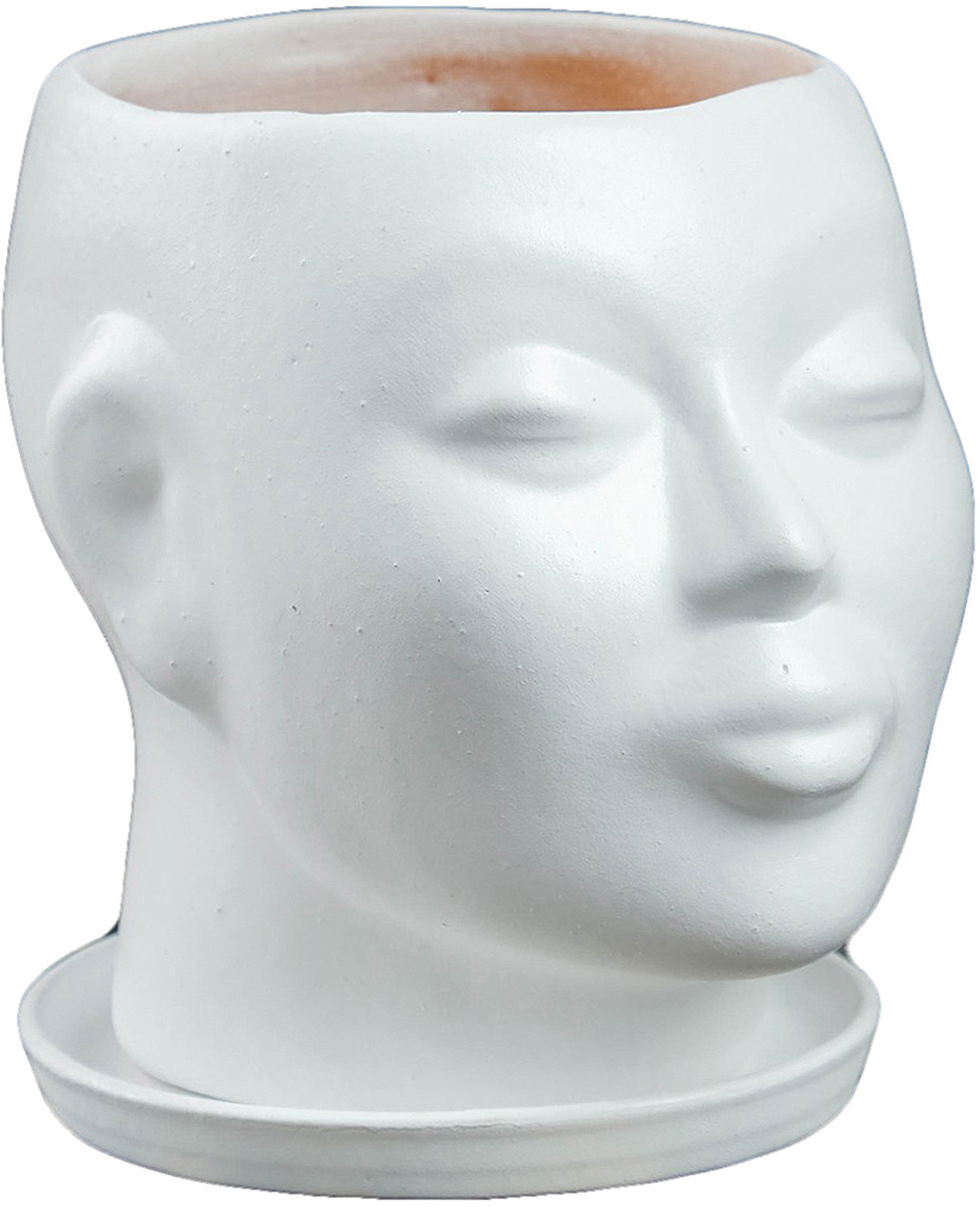 фото Кашпо Хорошие сувениры "Голова", 1668283, белый, 11 см