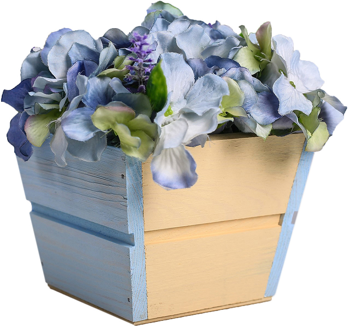 фото Кашпо Дарите Счастье флористическое, трапеция, 4097886, персиковый, голубой, 13 х 13 х 10 см